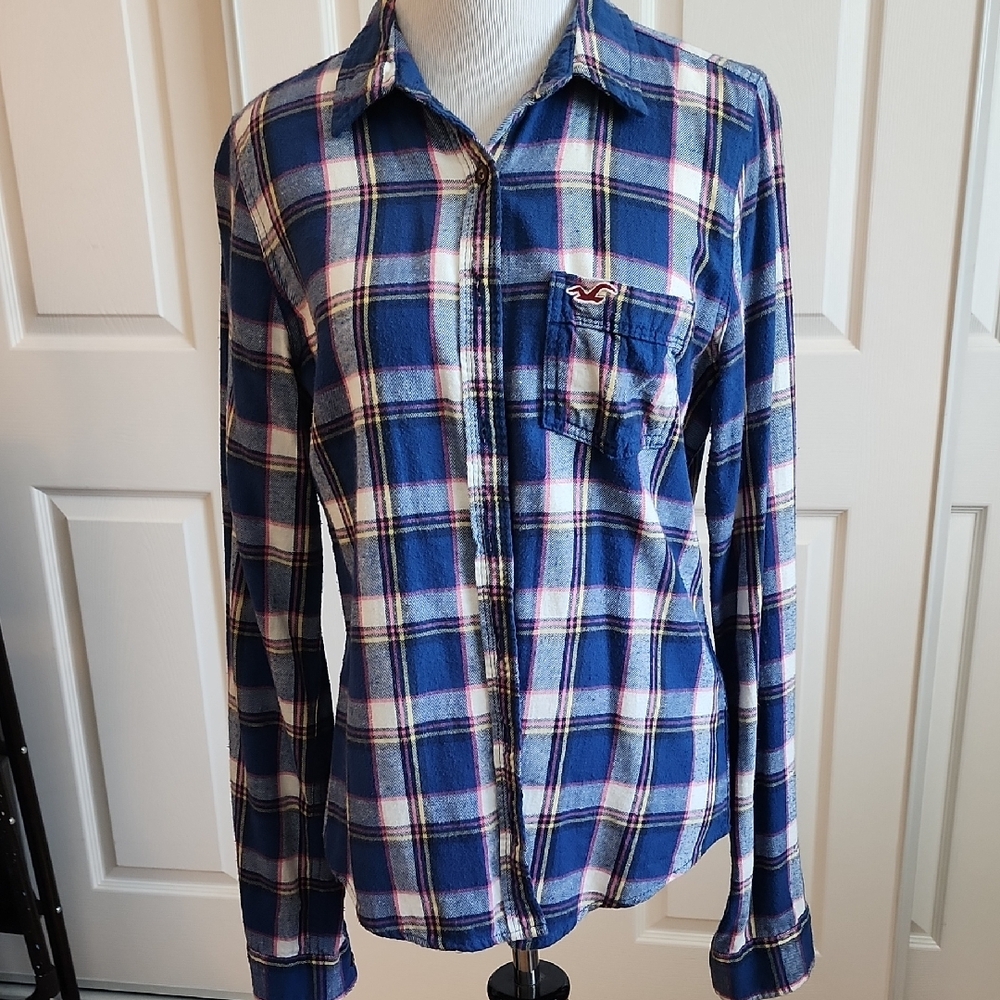 Hollister Blue Plaid Flannel Shirt